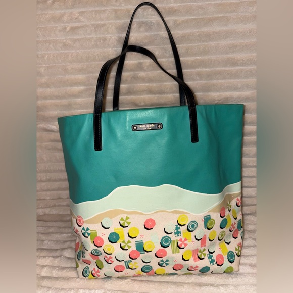 Kate Spade Teal and Black Beach Tote - Picture 1 of 10